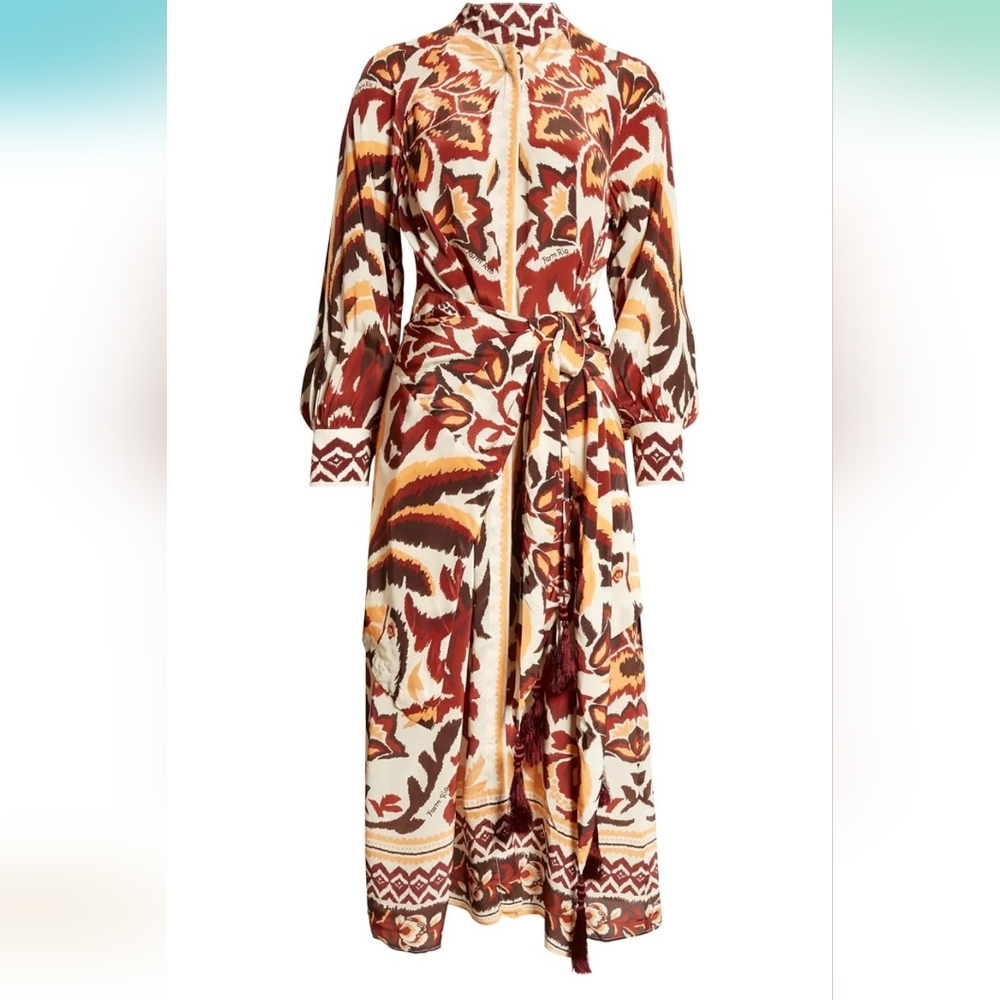 FARM Rio, Tie Front Long Sleeve Shirtdress